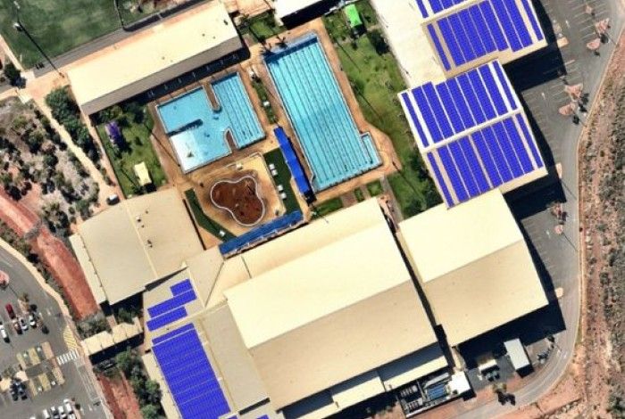 Solar panels on building roof
